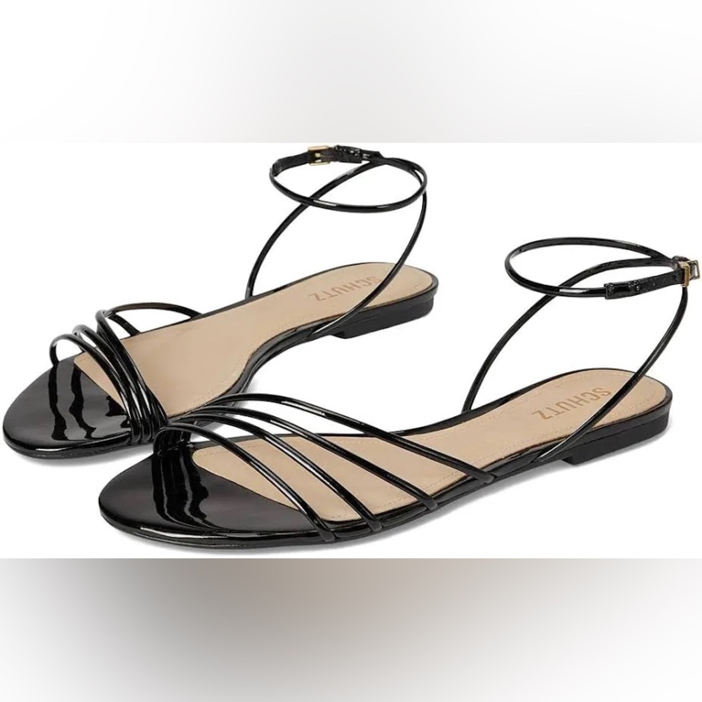 SCHUTZ Inez Black Strappy Sandals 8